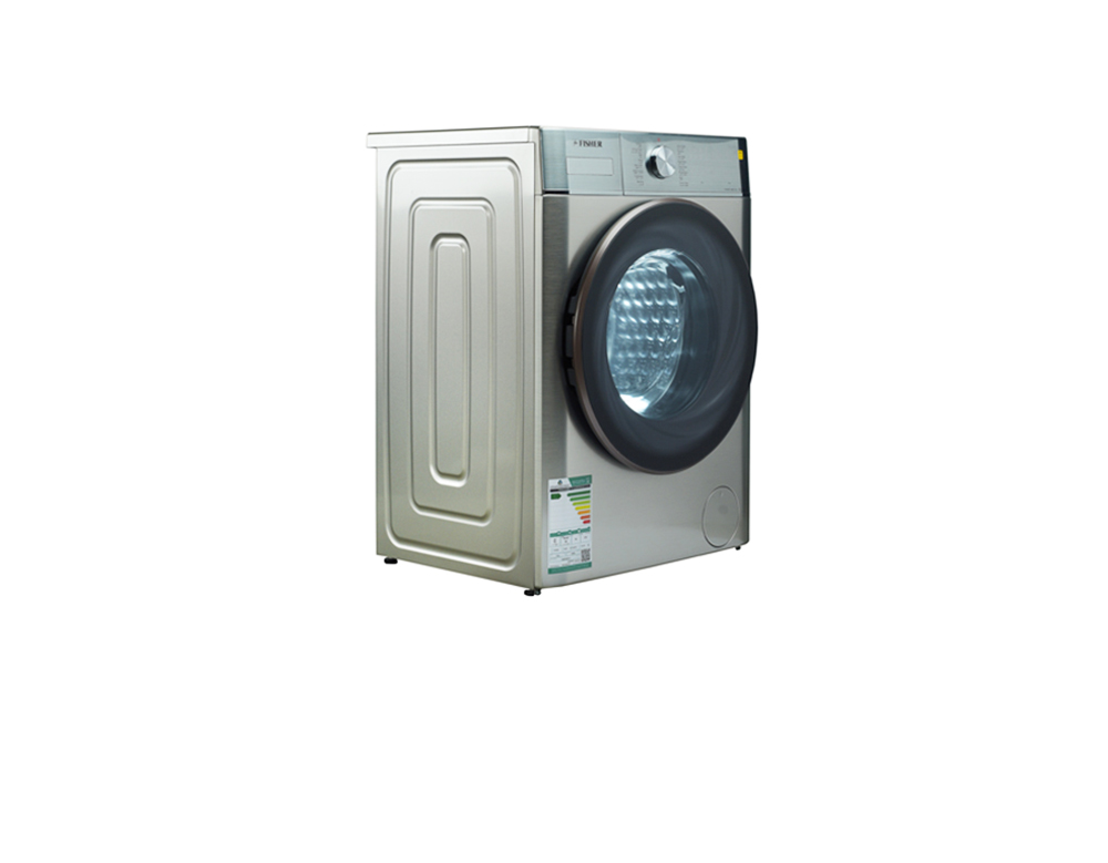 Fisher automatic front-loading washing machine, 10 kg capacity, steam wash, silver