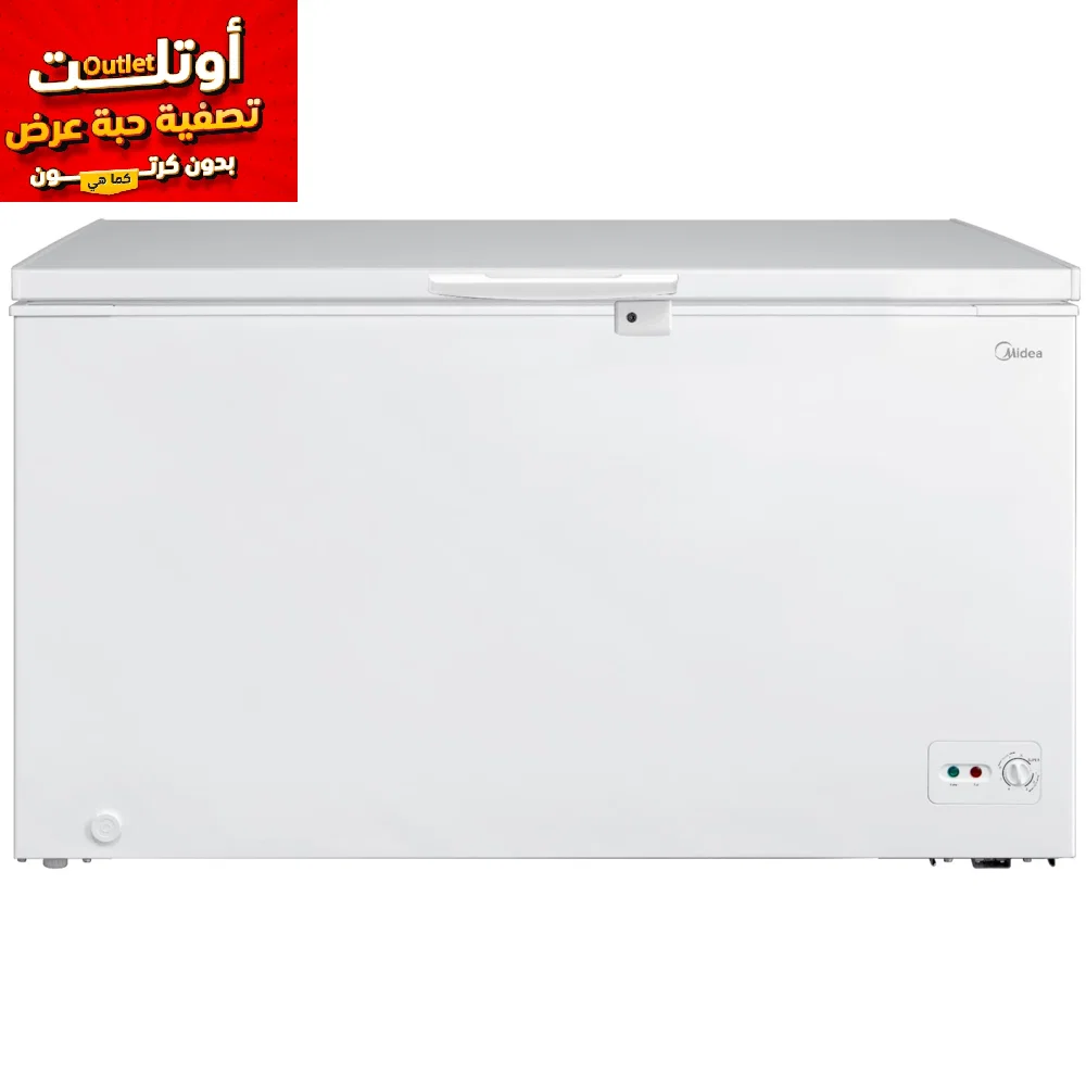 Midea - Chest Freezer, 14.8 ft, 418 L, LED Lighting, Hoovering Door, White