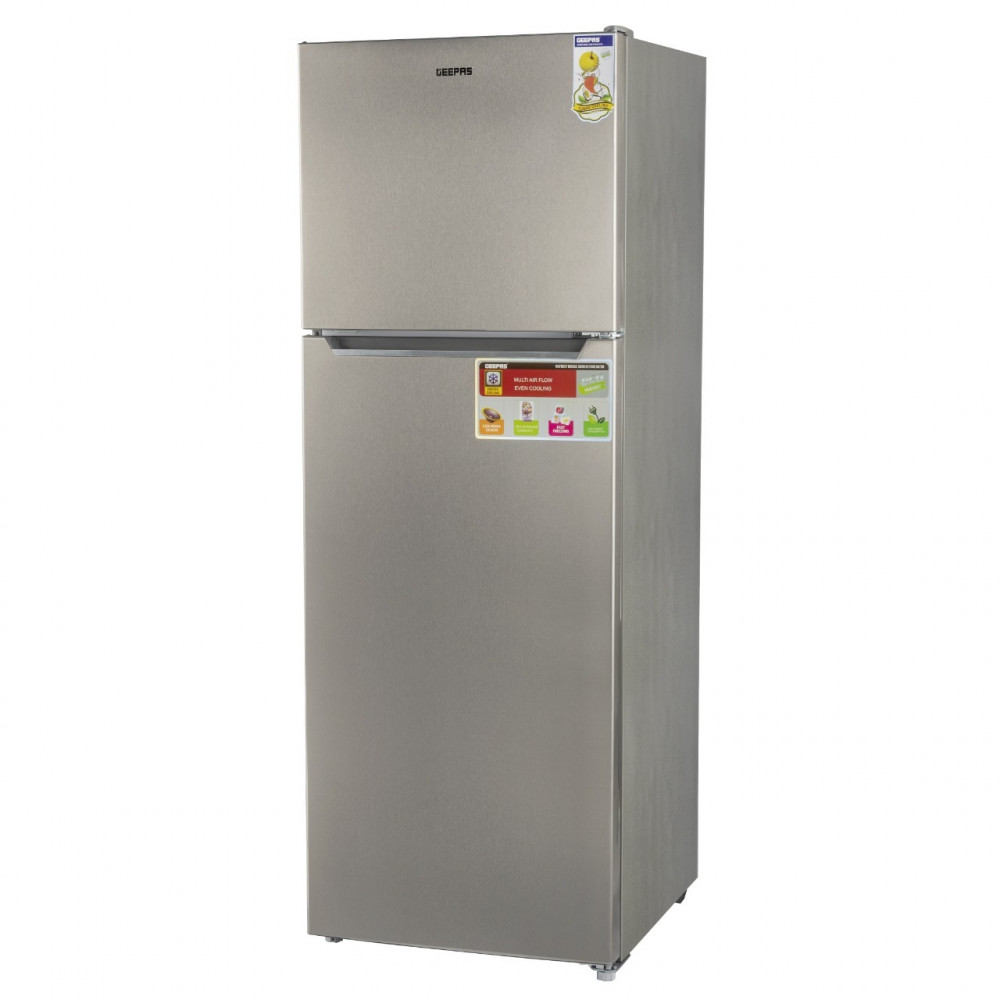 Geepas 2-Door Refrigerator, 348 Liters, 12.3 Cubic Feet, Steel