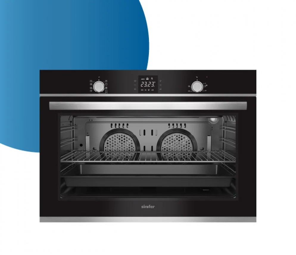 Simfer Built-in Electric Oven 90cm, 10 Functions, 142 Liters, 2 Fans, Black