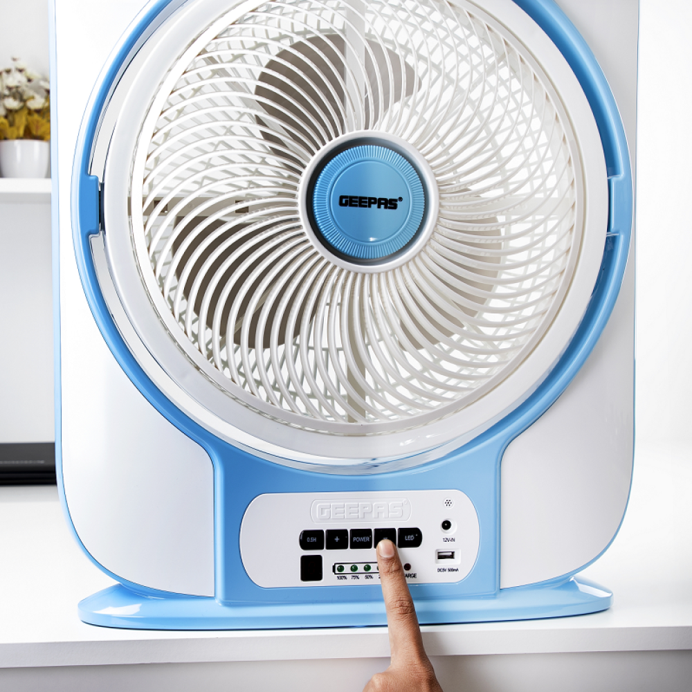 Geepas 12-inch Desk Fan, Rechargeable, 9 Speeds, 40 Watts