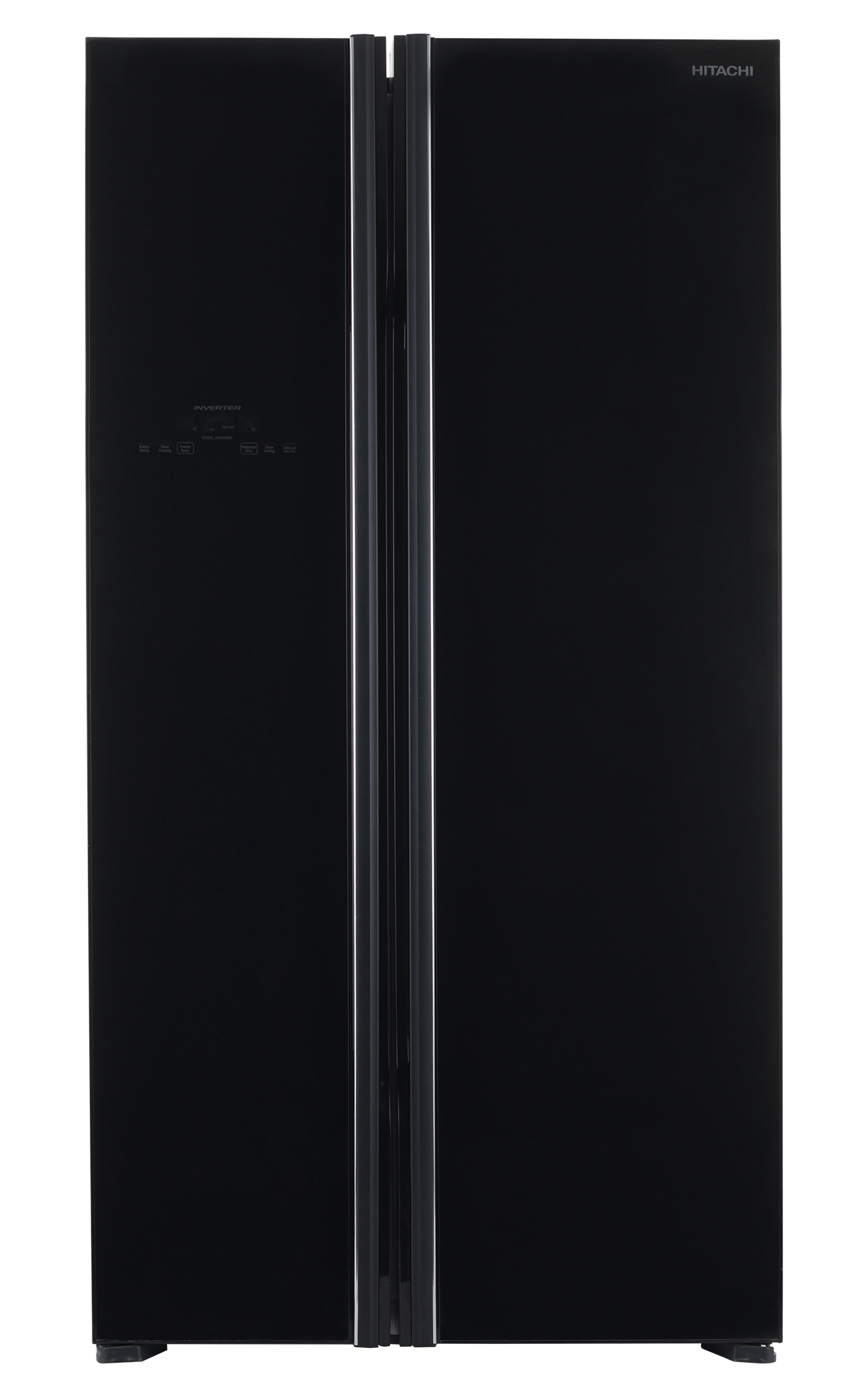 Hitachi SBS Refrigrator 13.3Cu.ft Freezer 8.1Cu.ft, Inverter, Black