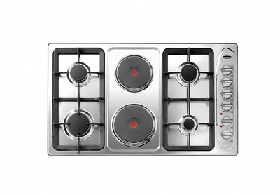 Kelvinator Built-In Hobs, 4 Gas Burners + 2 Electric, 90 Cm, Steel