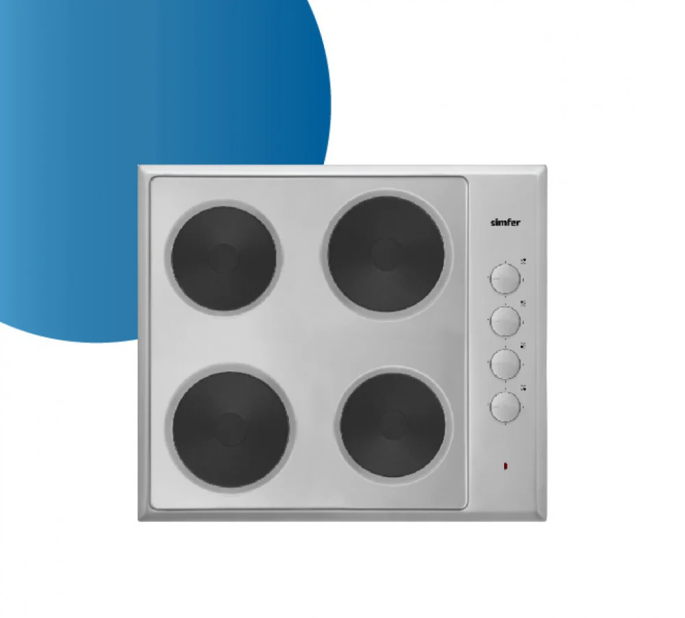 Simfer Built-in Electric Hob, 4 Burners, Stone, 60cm, Steel