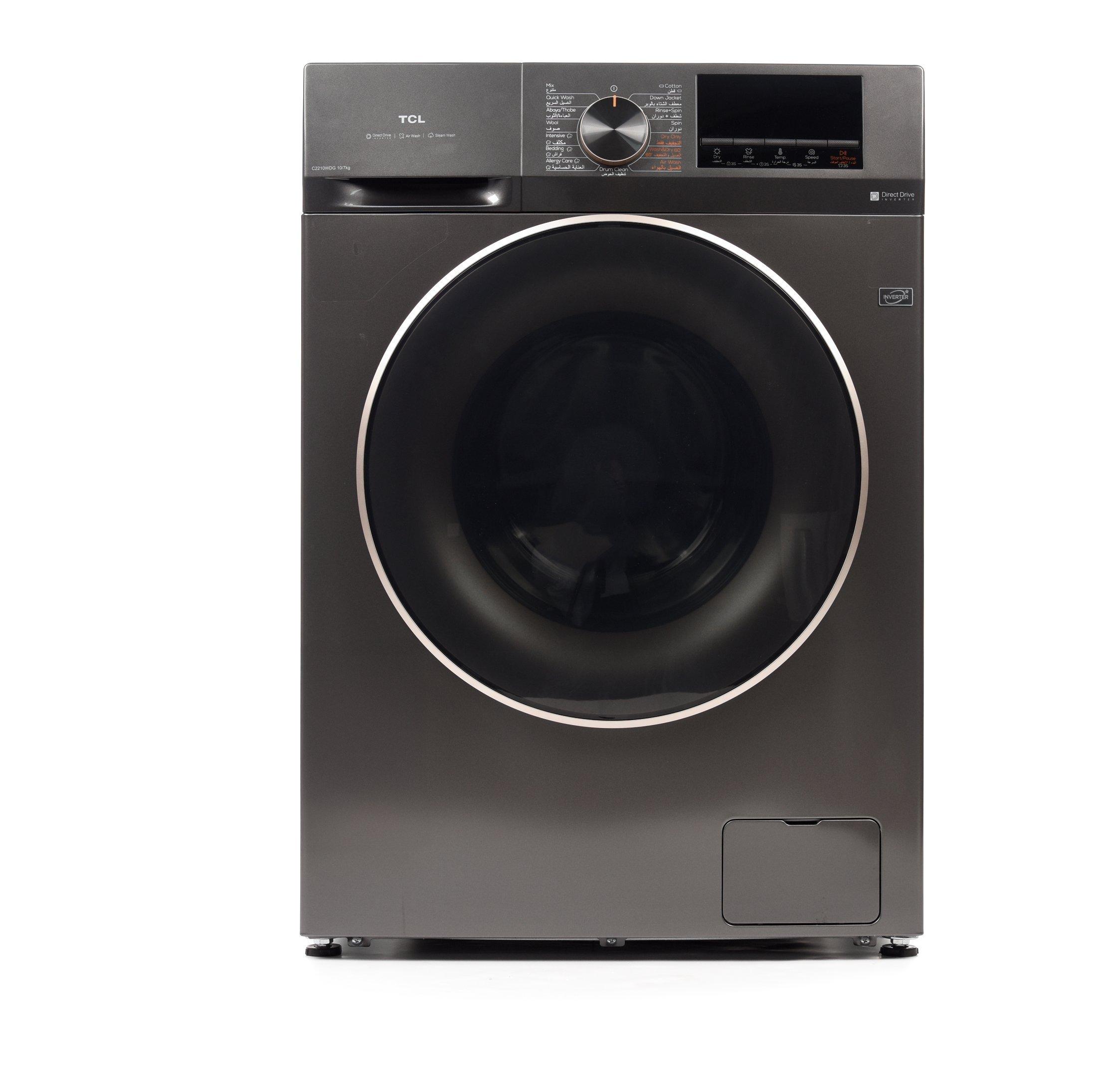 TCL, Front Load Washer/Dryer 10/7Kg, Inverter DD, Auto Dose, Steam Wash, Dark Grey