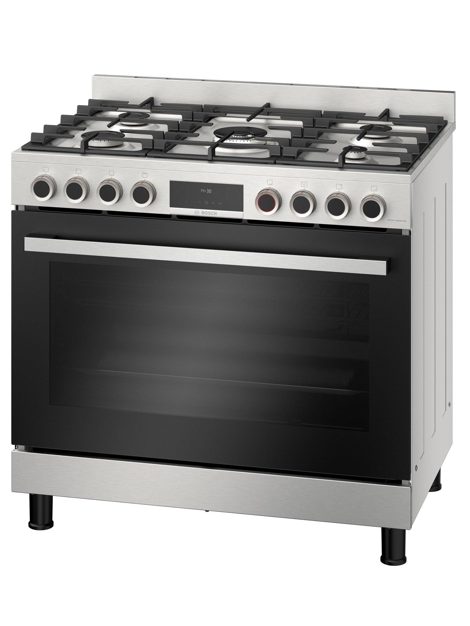 Bosch Series 8, Gas Cooker, 90x60 cm, 5 Burner, 125L Oven, Stainless Steel
