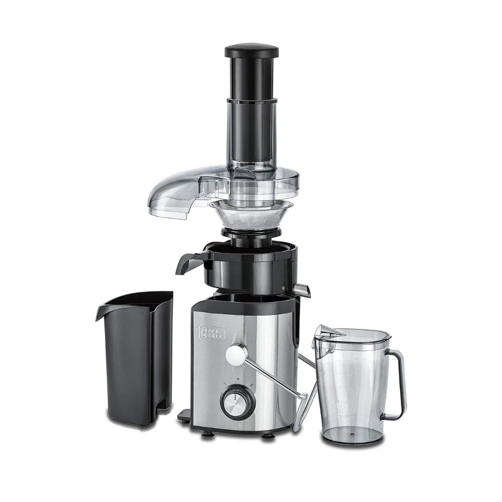 Black & Decker Fruit Juicer, 800 W, 1.5 L , Two Speed Control To Suit Soft And Fiber Foods, Silver