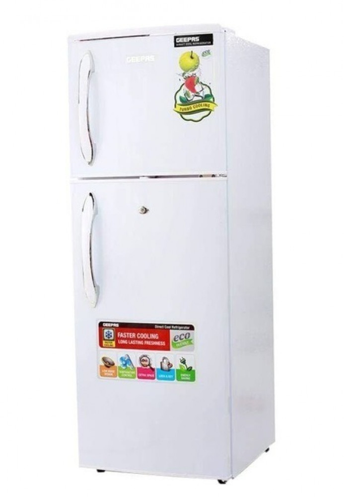 Geepas 2-Door Refrigerator, 7.1 cu ft, 200 L, White