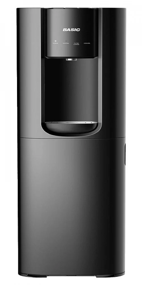 Basic single tap water dispenser, hot and cold, with purifying filter, bottle not included, black