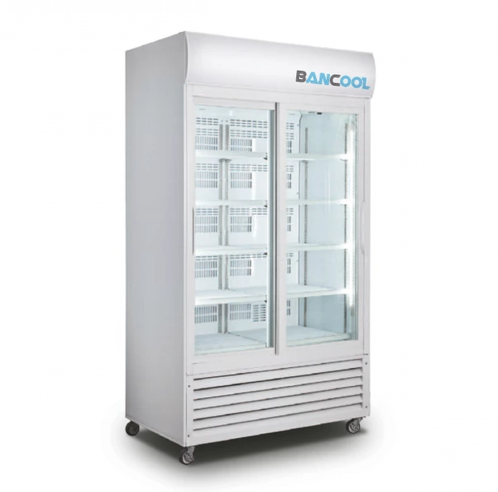 Bankol 45 cu ft Display Refrigerator, 2 Sliding Glass Doors, 8 Wire Shelves