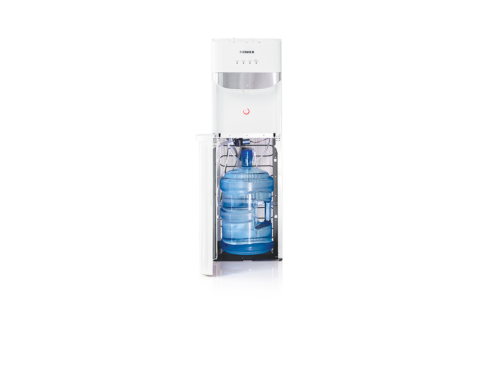 Fisher water dispenser, bottomless bottle, hot and cold