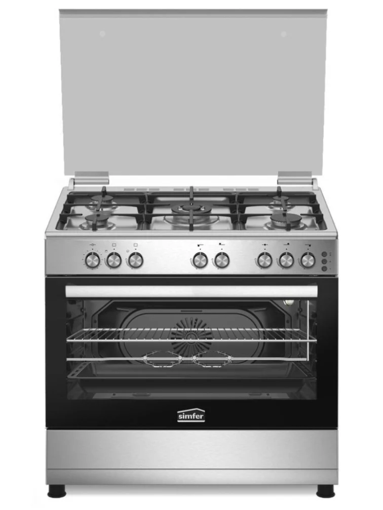 Simfer Gas Oven 60*90 cm, 5 Burners, Heavy Duty Rack, Fan, Grill, Turkish