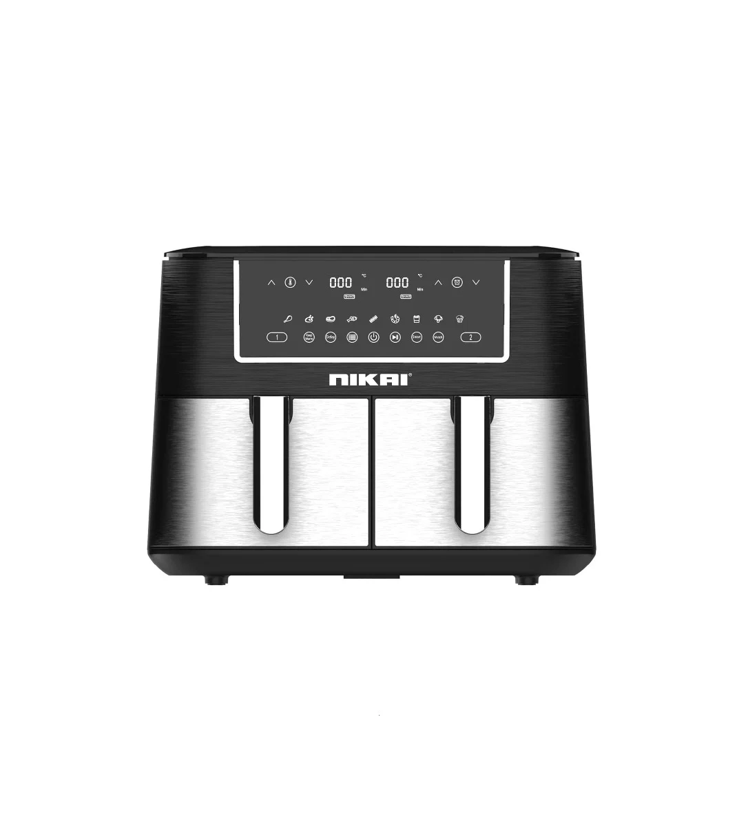 Nikai Air Fryer, 2570–3040 W Power, 8.4 L Capacity, Two Removable Compartments, Separate Cooking Controls, 60-Minute Timer