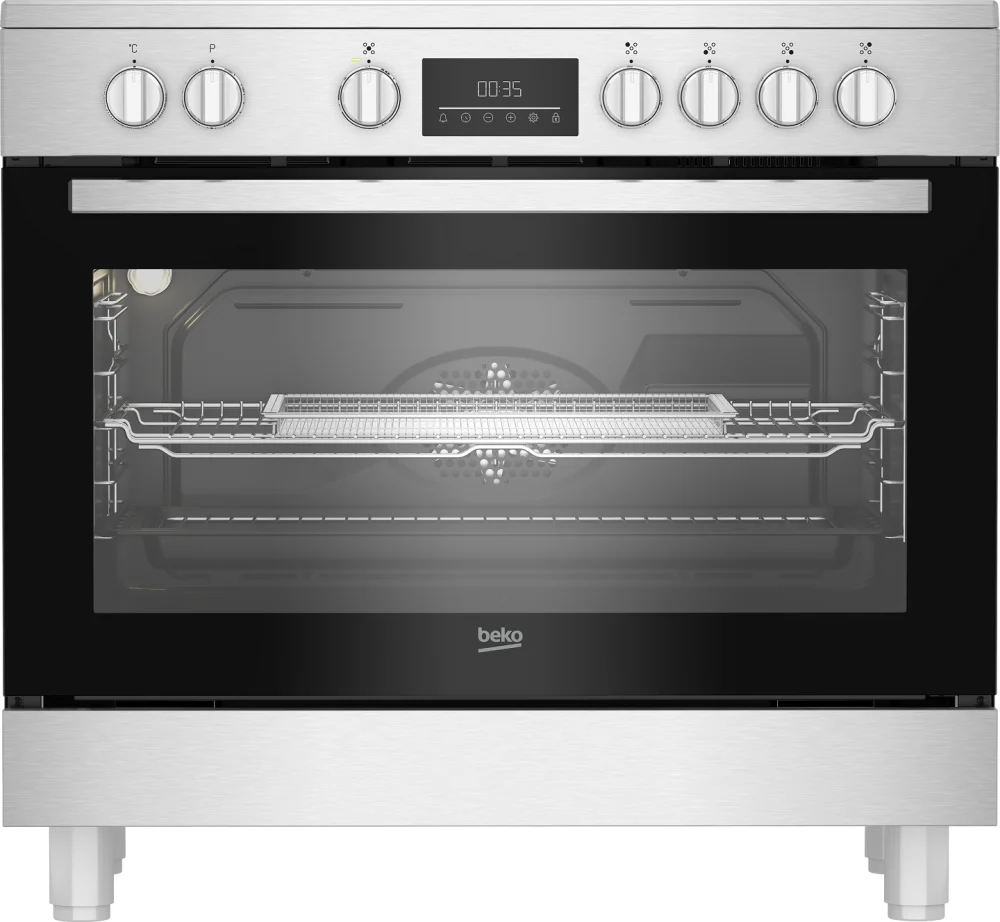 Beko electric oven 60*90 cm, 5 ceramic burners, stainless steel, fan grill