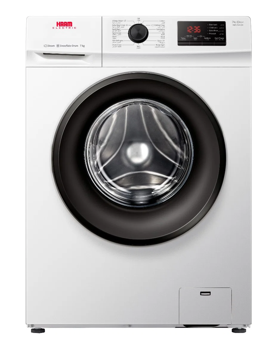 Haam Front Load Washing Machine, 7 KG, 15 Programs, White