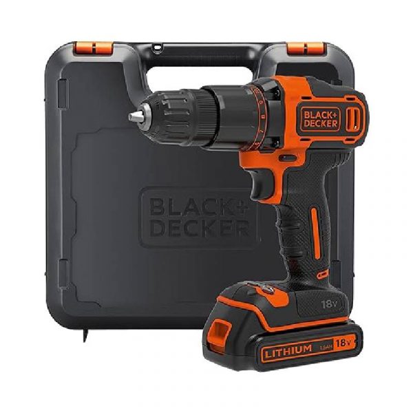 BLACK+DECKER Drill Driver Cordless -18 V – 21000 BPM – Orange/Black