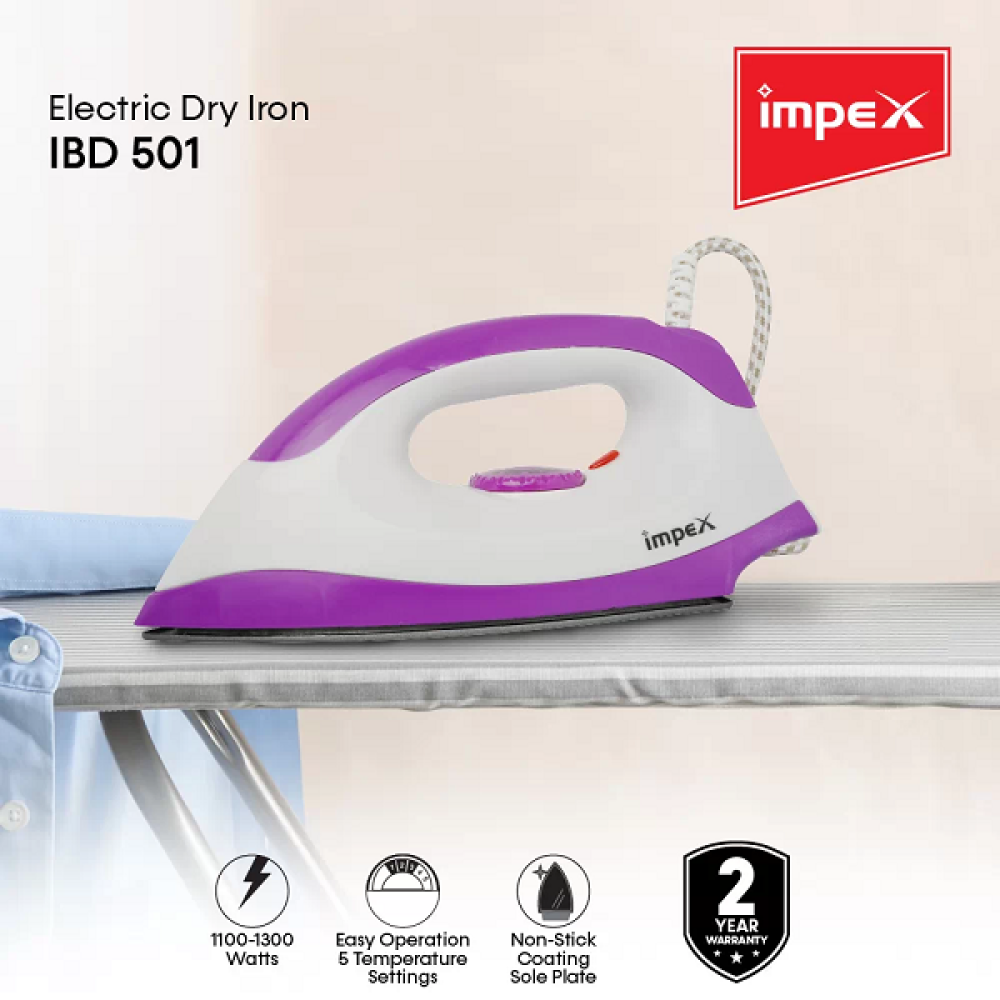 Impex 1300W Dry Iron, 5 Temperature Settings