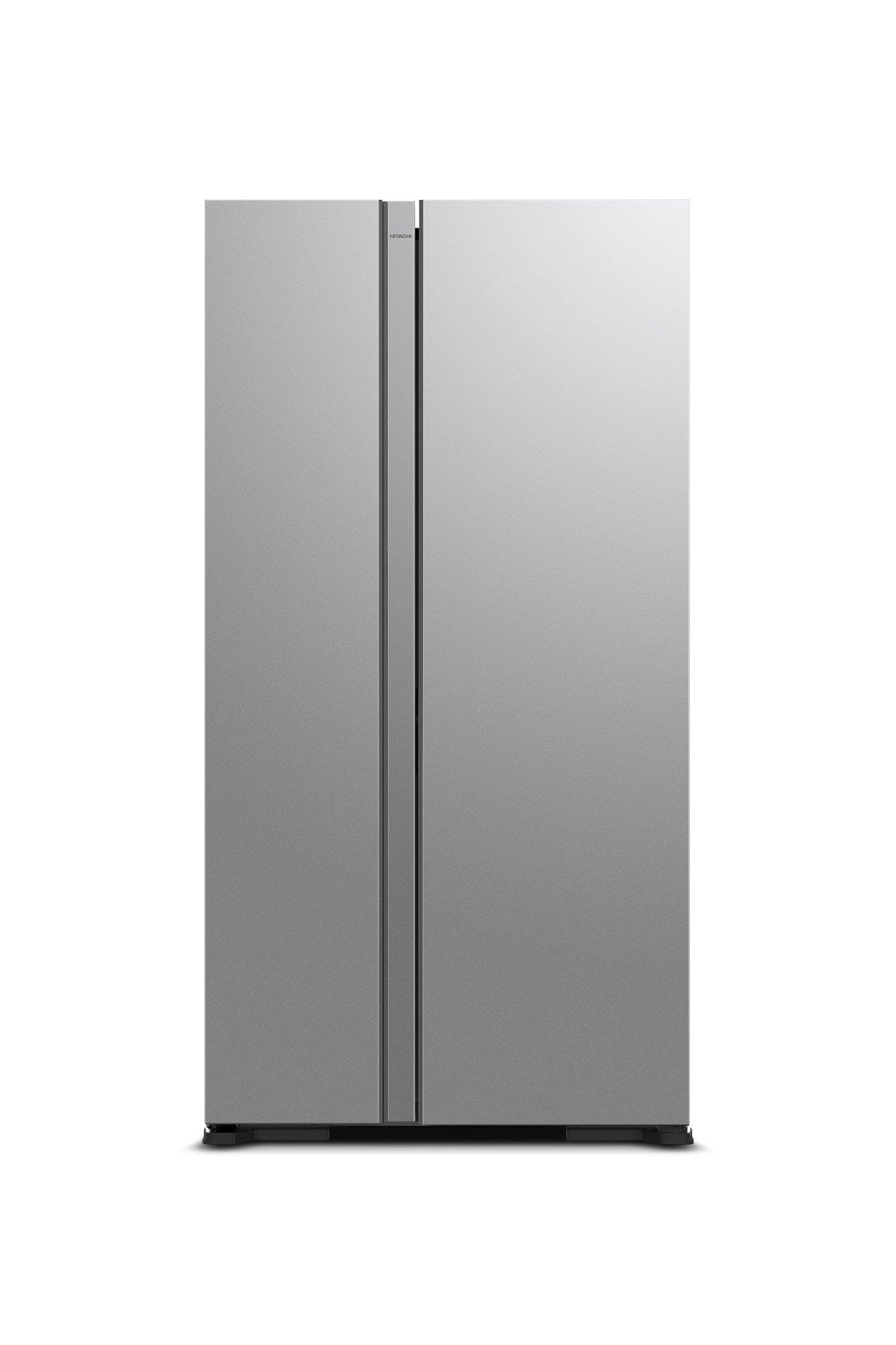 Hitachi, Refrigerator, Side by Side, 13 Cu.ft, Freezer 8 Cu.ft, Glass Silver
