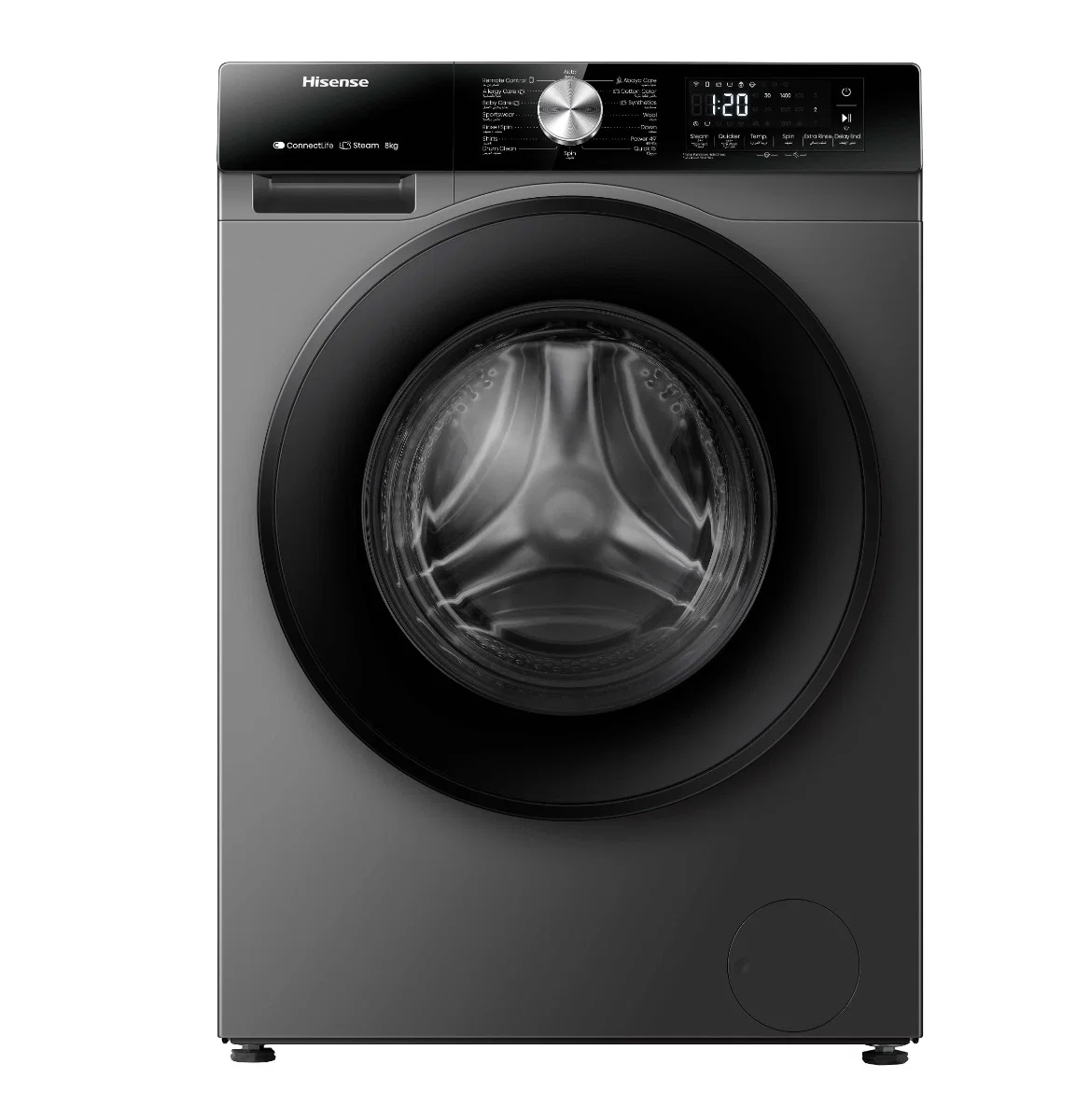 Hisense Front Load Washing Machine 8 KG, Inverter, Grey