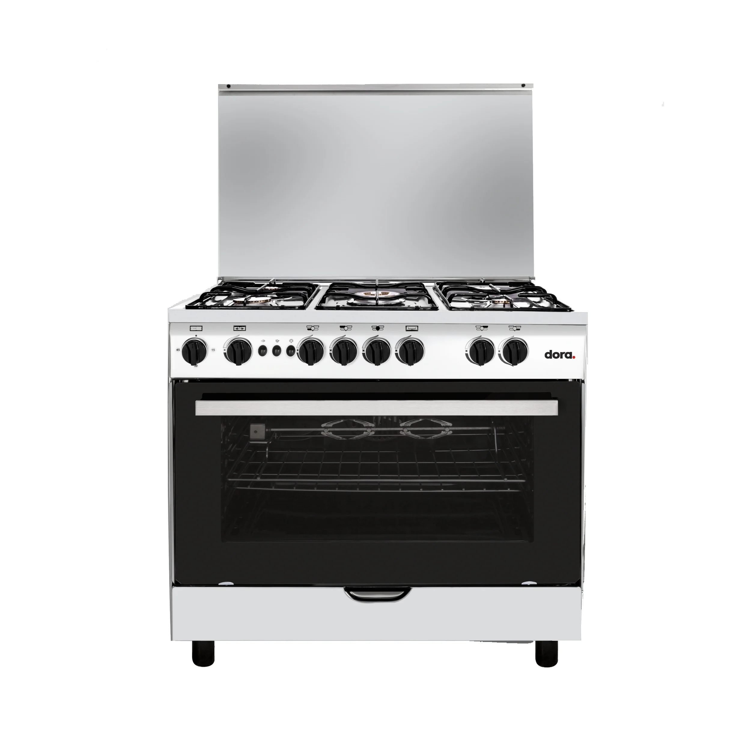 Dora Free Standing Gas Cooker 5 Burner 90x60 Stainless Steel