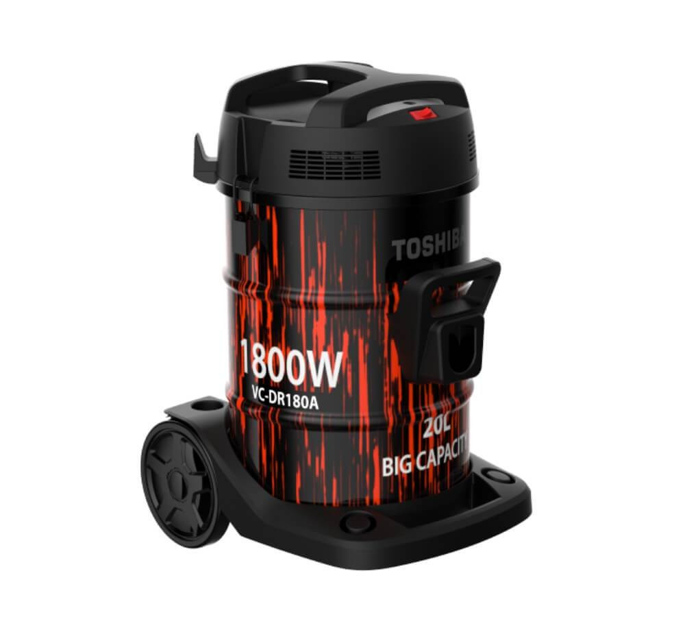 Toshiba Barrel Vacuum Cleaner, 1800 Watts, 20 Liters, Black/Red