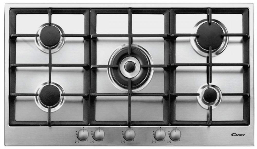 Candy Built-in Gas Hob, Italian - 90 cm - 5 Burners - Self-Ignition - Comprehensive Safety - Solid Grid