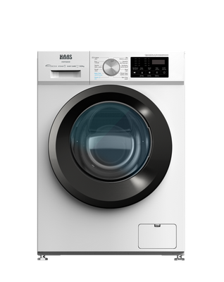 Haas Front Load Automatic Washing Machine 8 KG, 12 Programs, Inverter, White