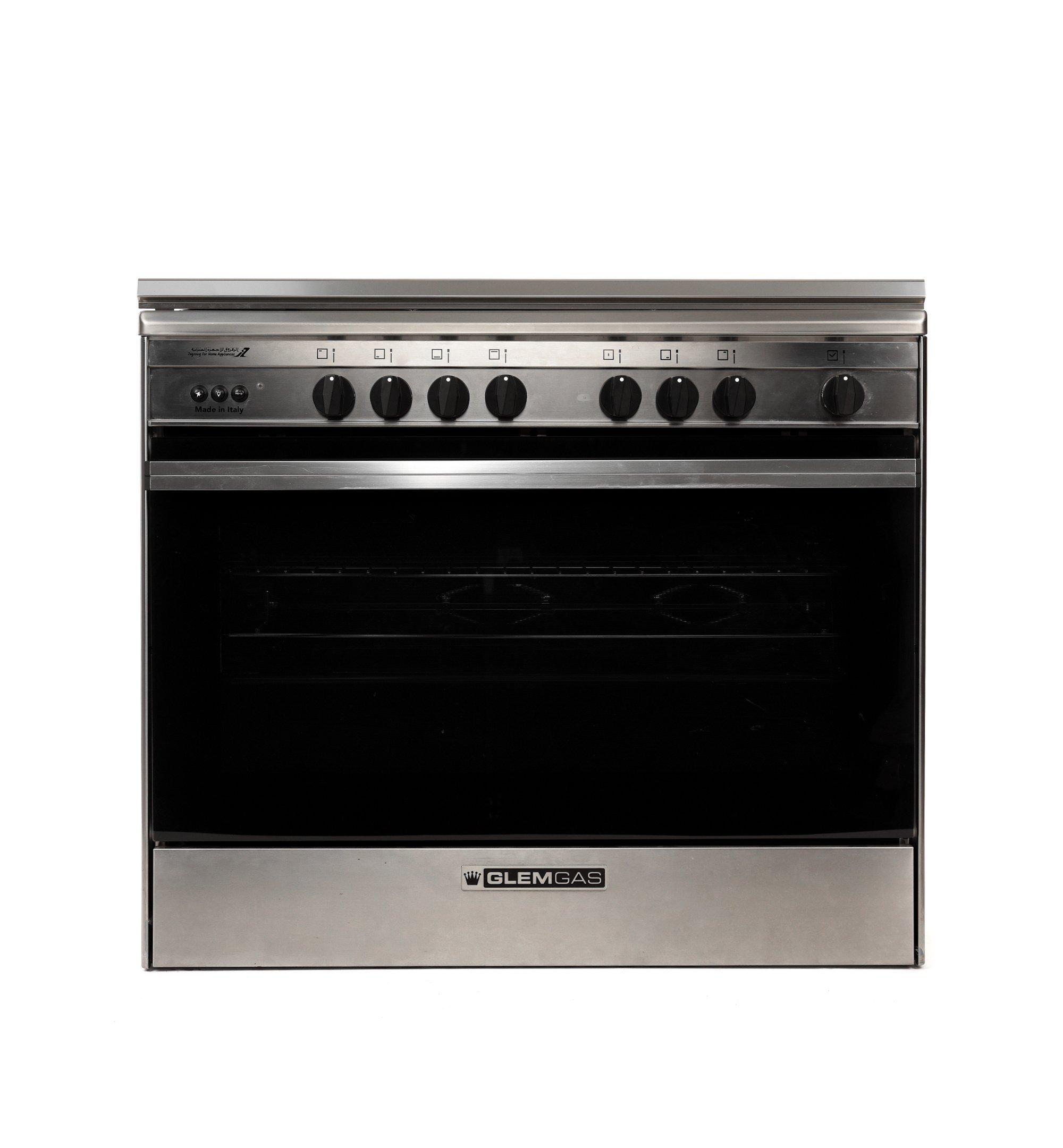 GlemGas Cooker, 60X90, 5Burner Gas, Full Safety,Steel