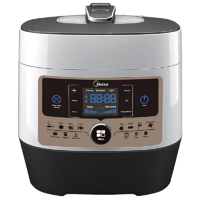 MIDEA Pressure Cooker 6 Liter, 1000W, Digital Control Display, 14 Preset List, Steel