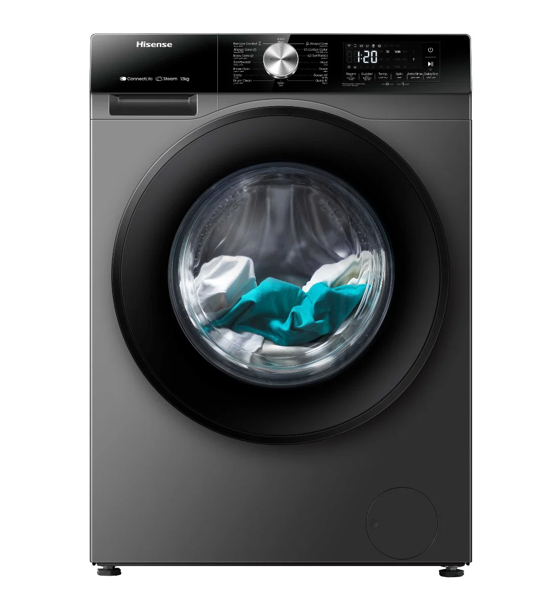 Hisense Front Load Washing Machine,13 KG, Inverter, Grey