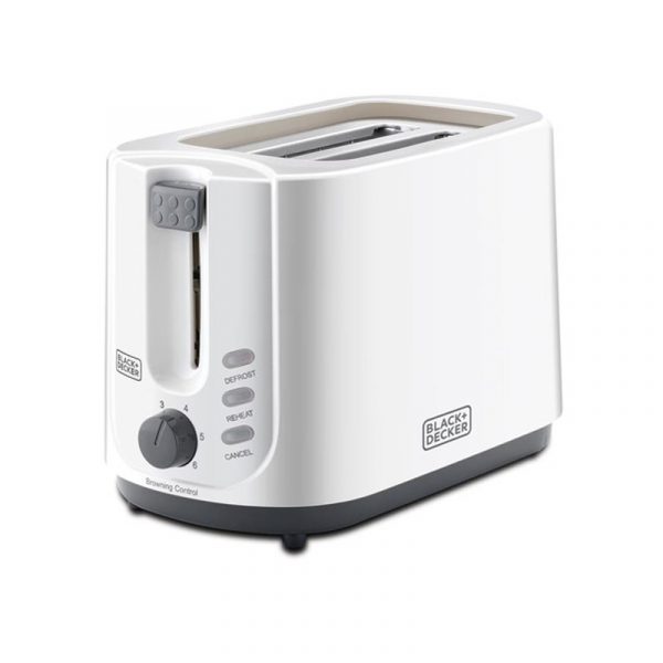 BLACK+DECKER White Bread Toaster – 6 Browning Levels – 750W – White