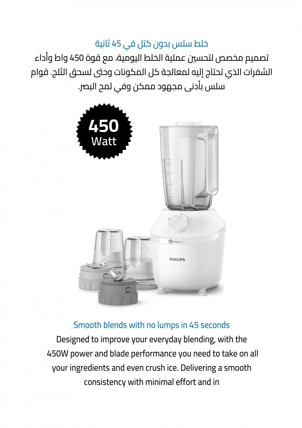 Philips Blender (450)W,Plastic Jar (1)L