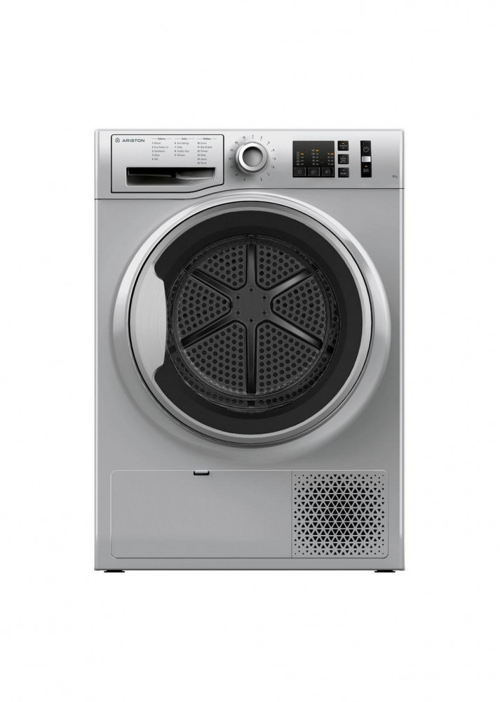 Ariston 8kg Dryer, 15 Programs, Condenser, Silver