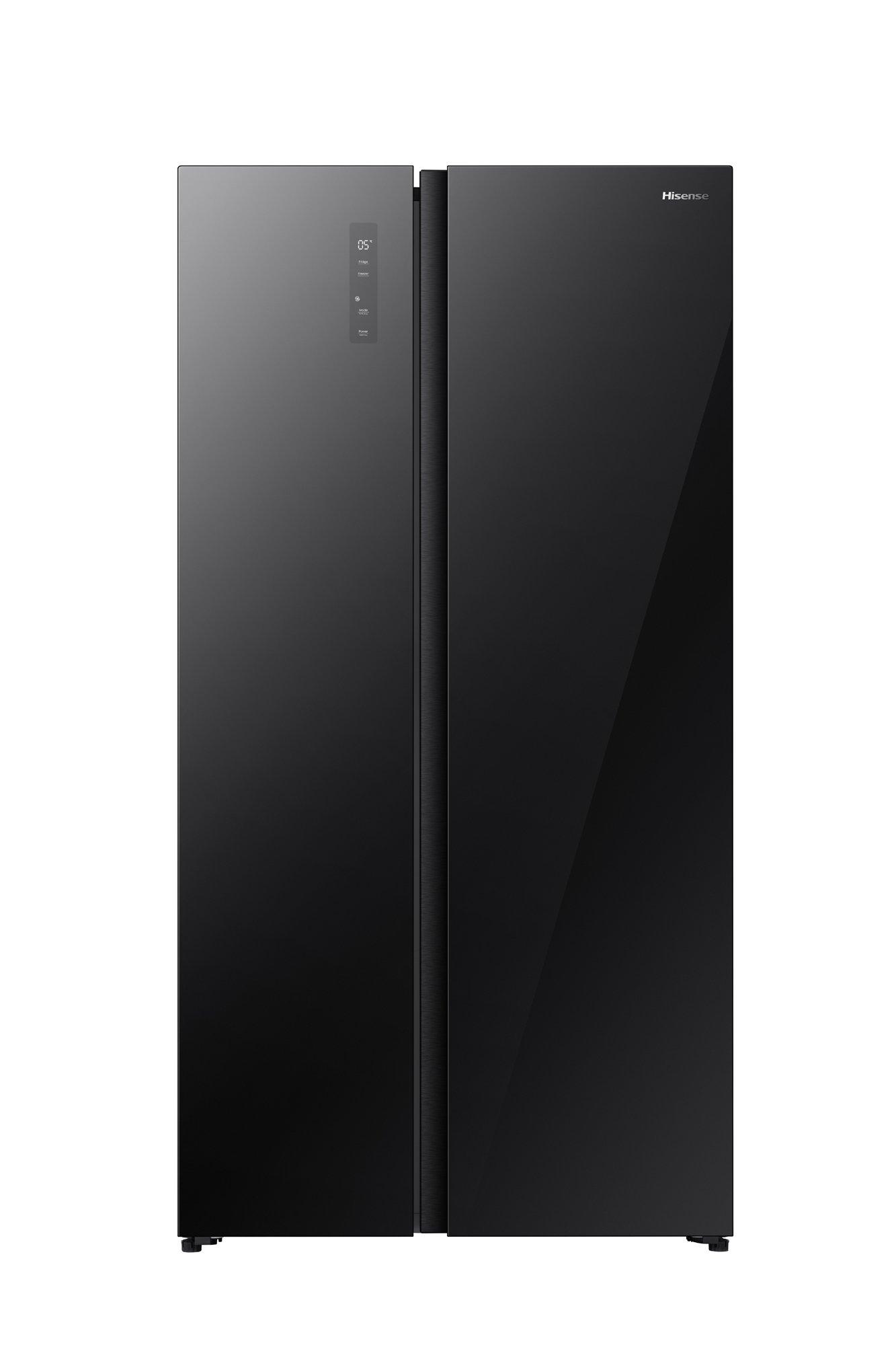 Hisense, Refrigerator, Side by Side, 12.2Cu.ft, Freezer 6.6Cu.ft, Inverter, Black Glass Panel
