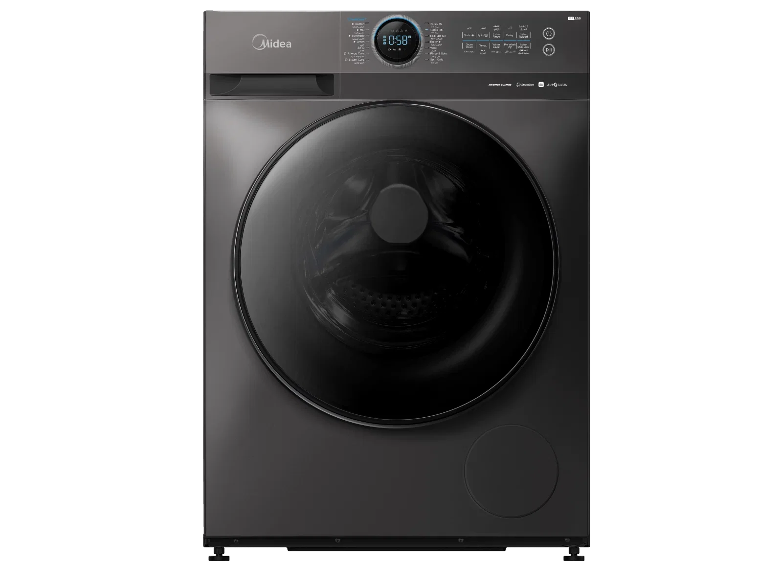 Midea 12kg Wash 8kg Dry Front Load Washer Dryer, 14 Programs, Wi-Fi, Steam, Titanium