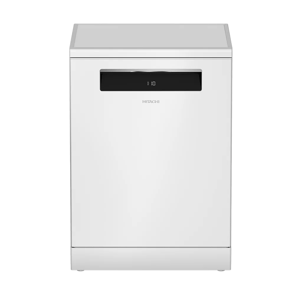 HITACHI Two-Tier Dishwasher Vertical, 8 Programs, 16 Place Settings, LED Touch Display, Inverter Motor, Auto Door Opening, White