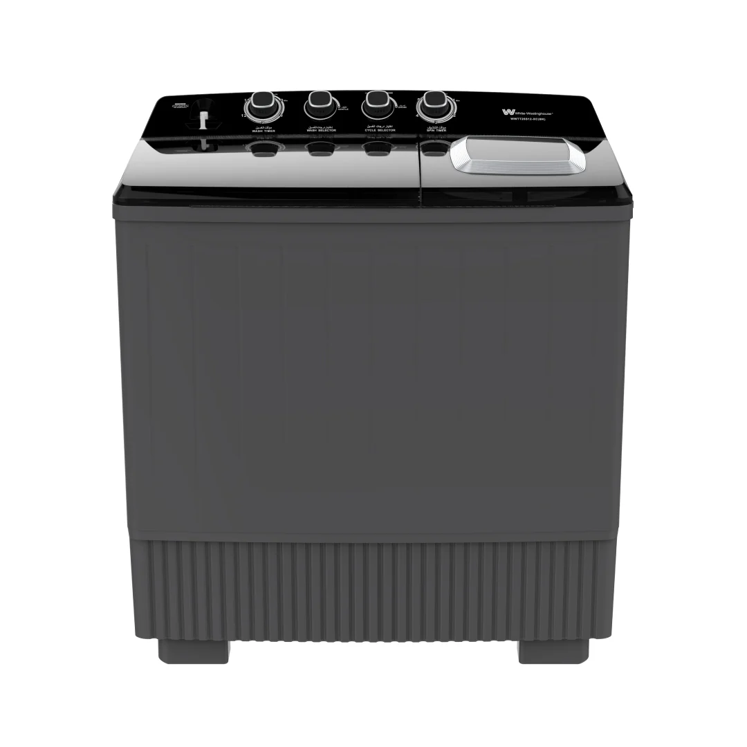 White Westinghouse  Twin Tub Washing Machine 26 Kg Mega Power Button Knobs Black/Grey
