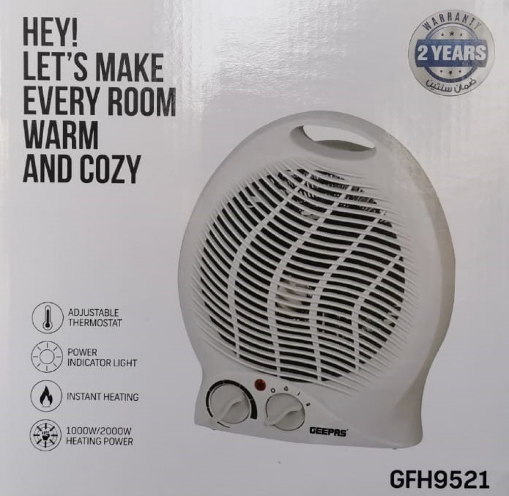 Geepas heater, 2000W vertical desk fan