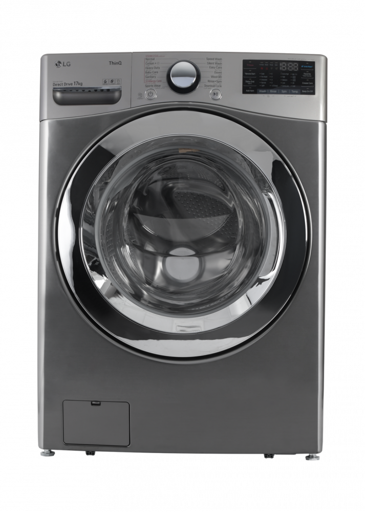 LG 17kg Front Load Automatic Washing Machine, 75% Drying, Silver
