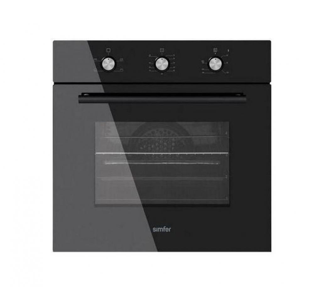 Simfer Built-in Electric Oven 60cm, 6 Functions, 104 Liters, Fan, Black