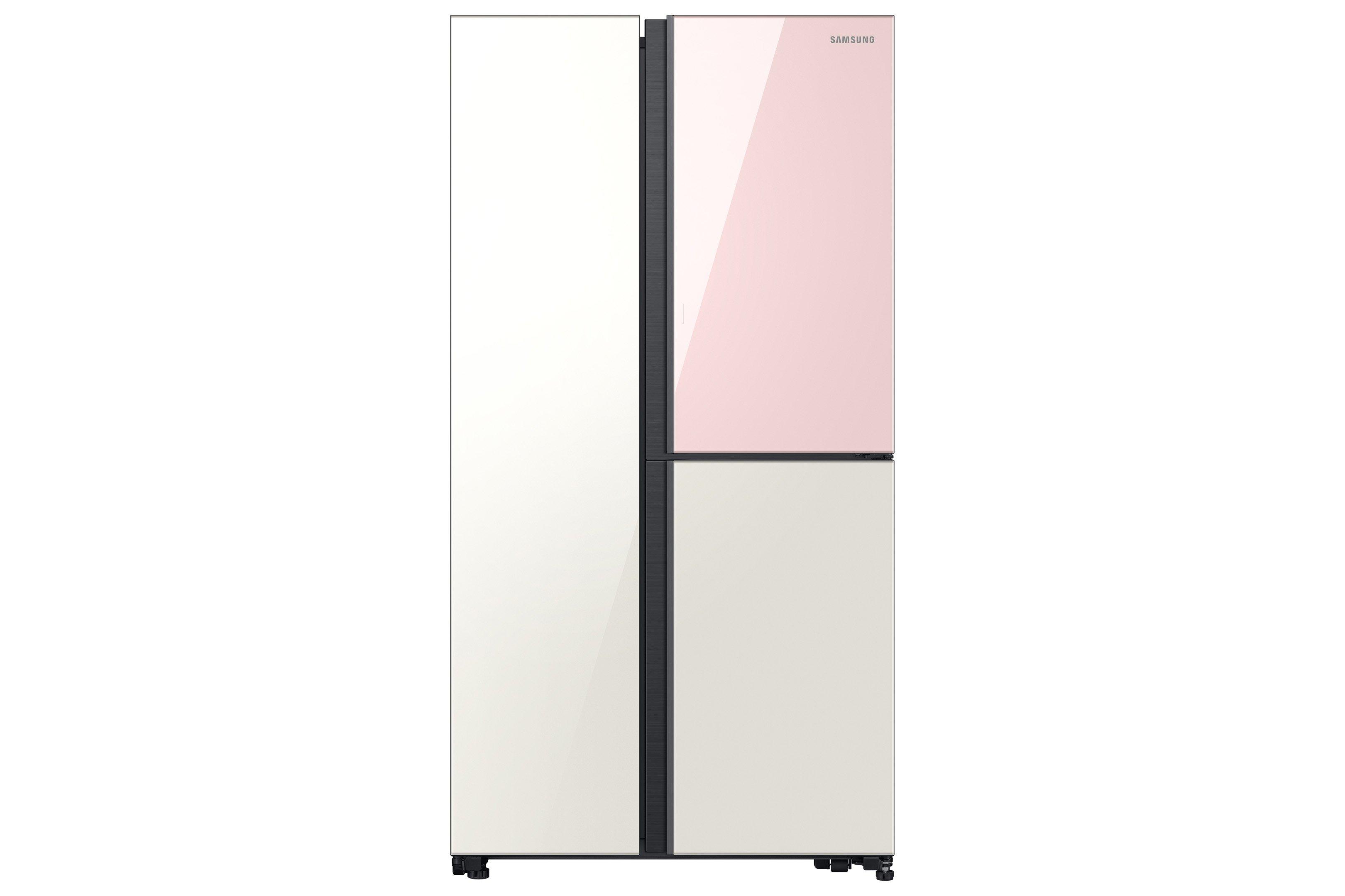 Samsung SBS Refrigerator 14.5Cu.ft, Freezer 8.1Cu.ft,Digital Inverter, Pink/White