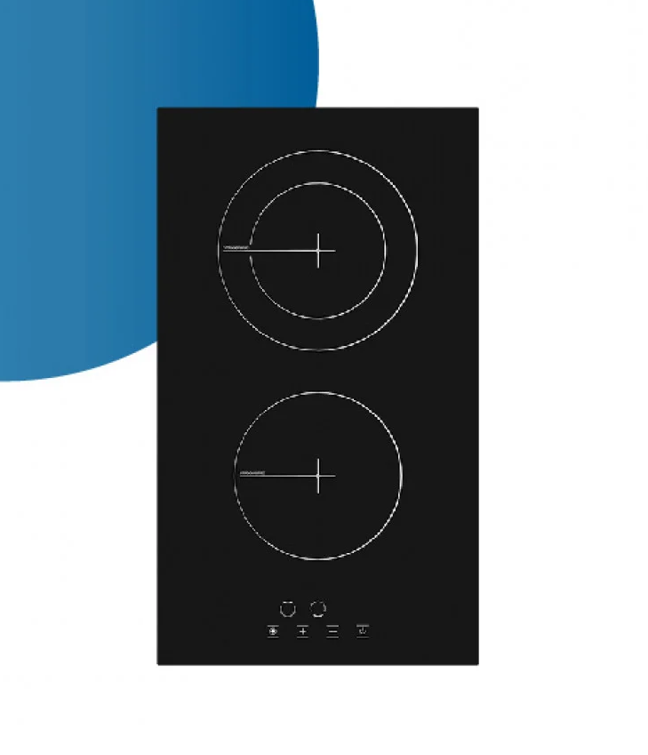 Simfer Built-in Electric Hob, 2 Burners, Ceramic Cooktop, 30cm, Black, Touch Control