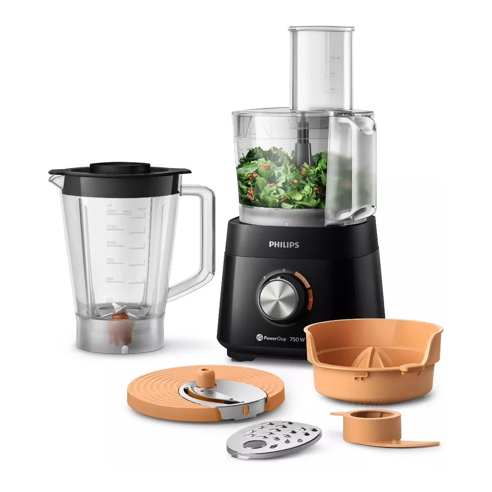Philips 5000 Series Food Processor 750W – 1.5L Bowl – 6 Accessories – Black