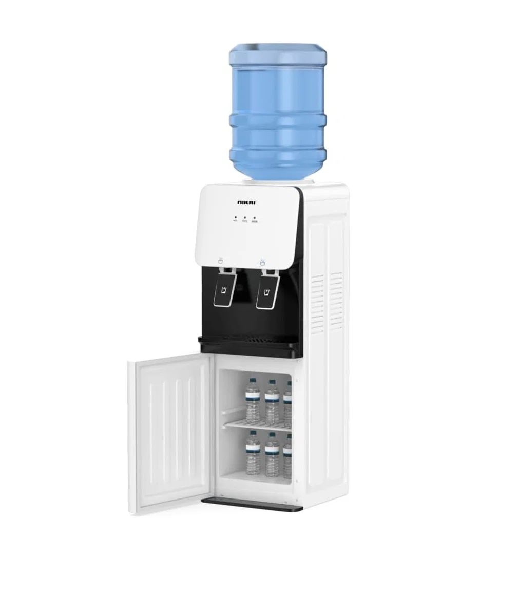 Nikai Water Dispenser Stand, 2 Faucets, Hot & Cold, 12 L Built-In Storage Tank, White