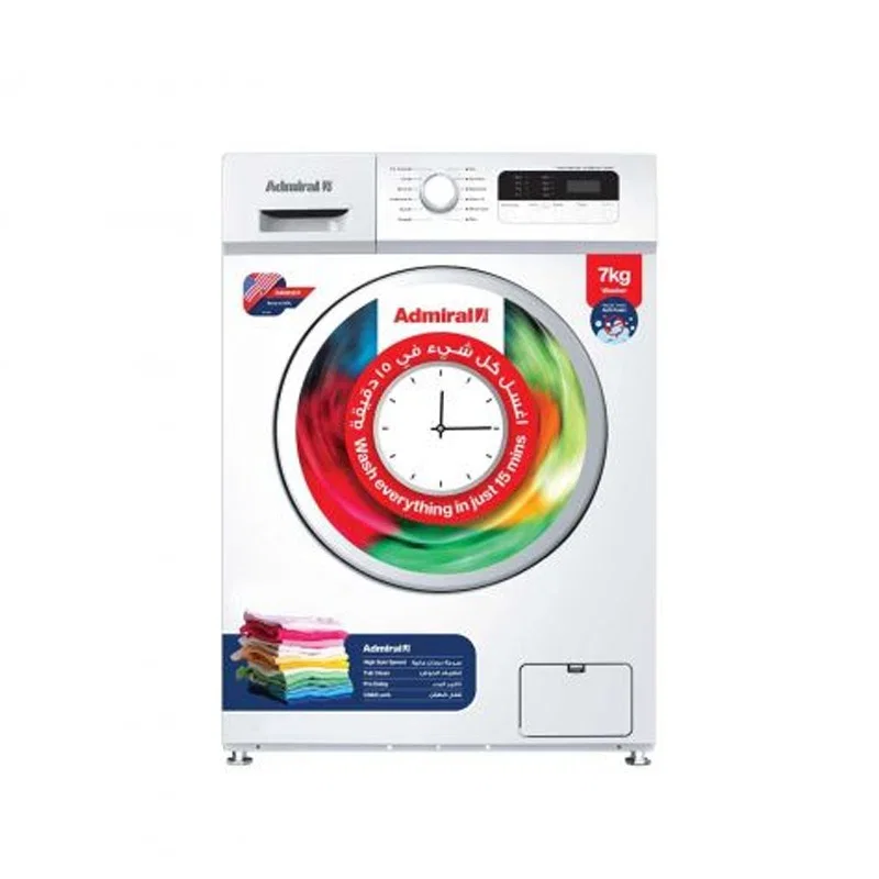ADMIRAL Automatic Washing Machine Front Load 8 Kg, Drying 75%, Anti Foam, Anti Wrinkle, Moisture Sensor, Quick Wash, White