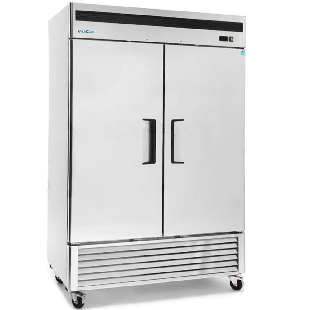 Bankol Refrigerator, 50 cu. ft., 2 Closed Doors, Stainless Steel, 8 Wire Shelves