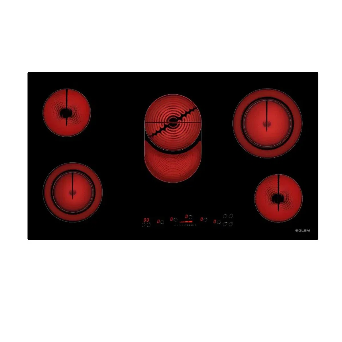Glem gas built-in electric hob, 88 cm, 5 eyes, full safety, black, GTH96