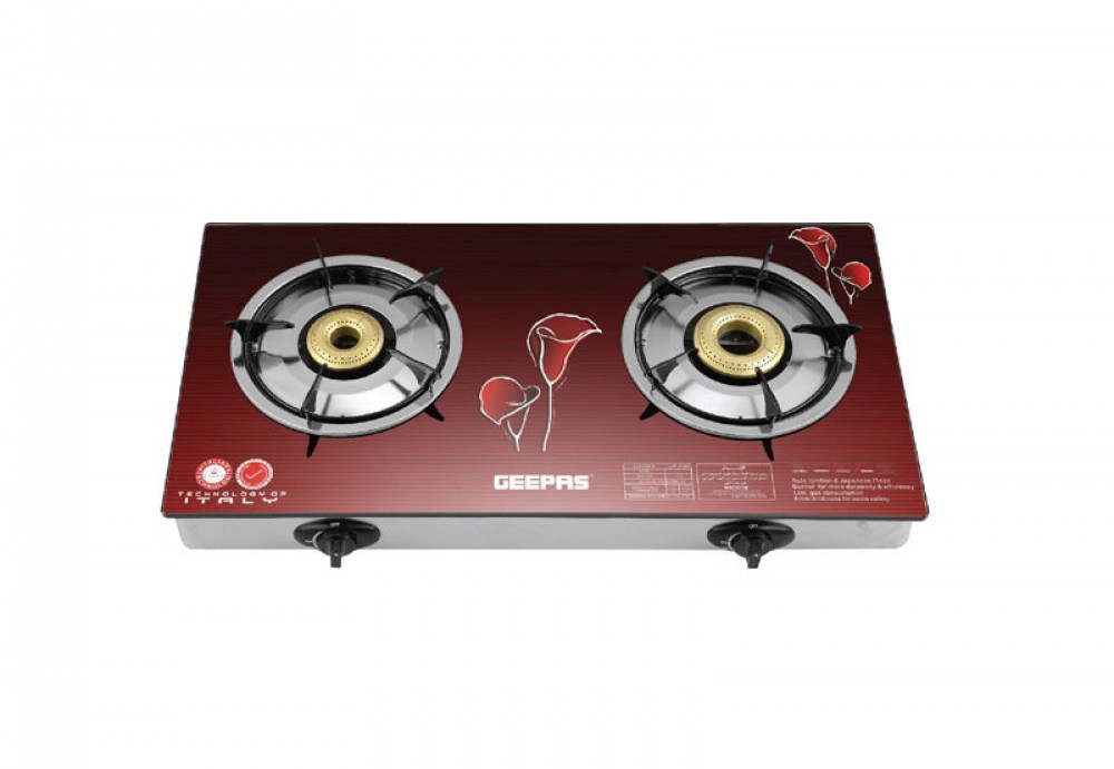 Geepas 2-burner gas hob, glass top