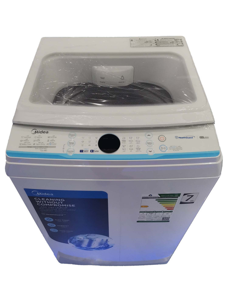 Midea 7kg Top Load Automatic Washing Machine, 8 Programs, White