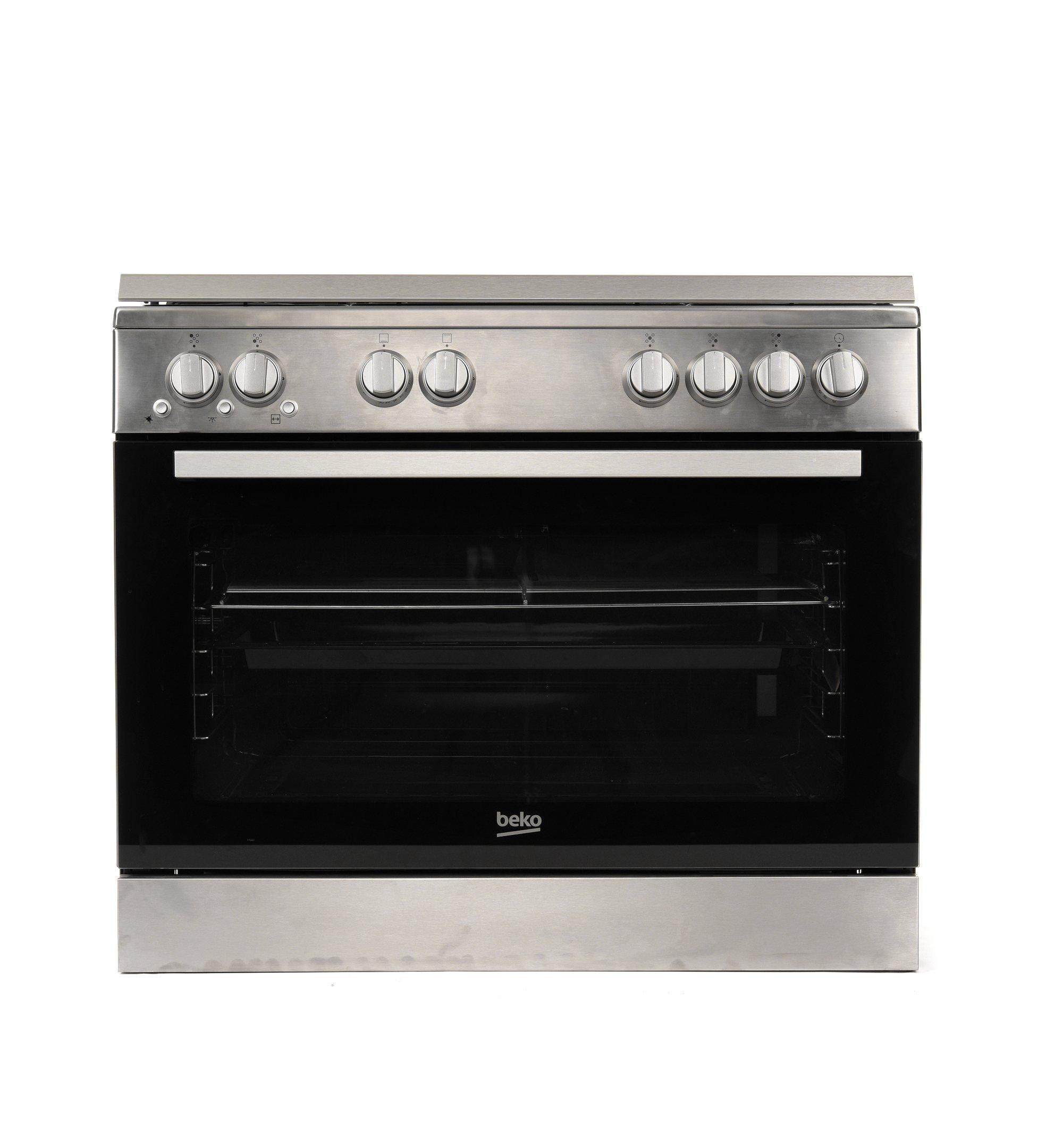 Beko Gas Cooker, 90X60, 5 Burners, Cast Iron, Full Safety, Inox